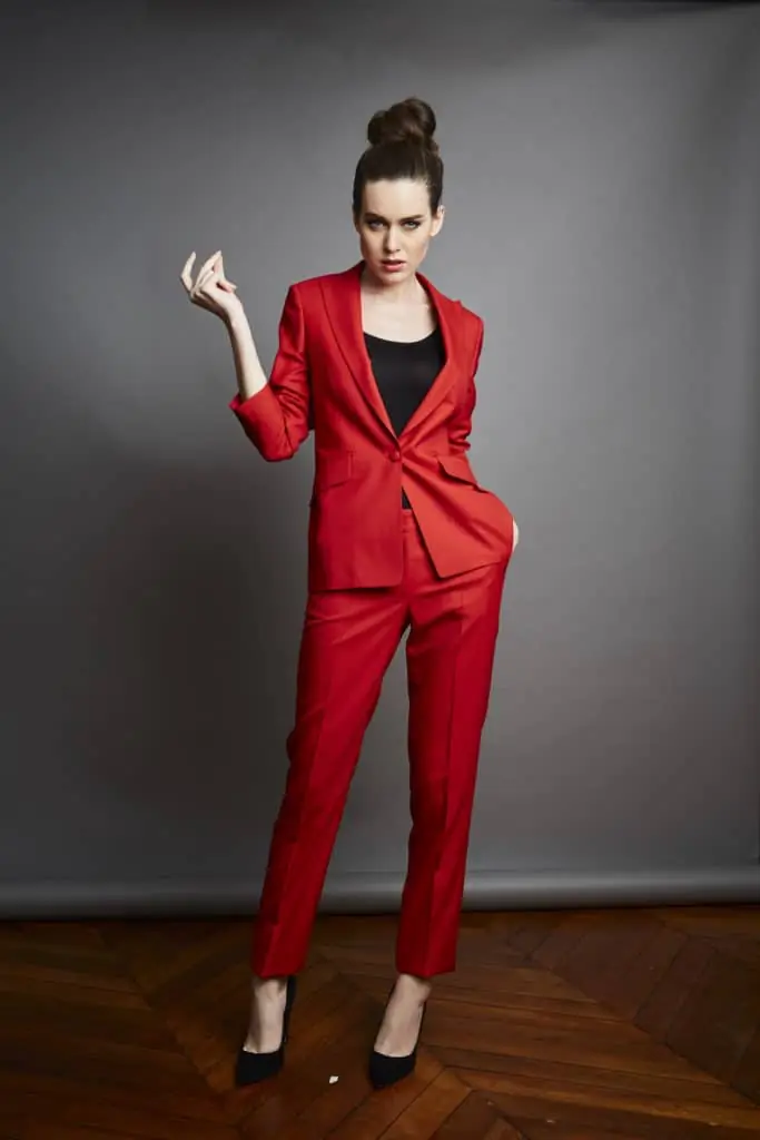 Tailleur pantalon rouge femme Artling