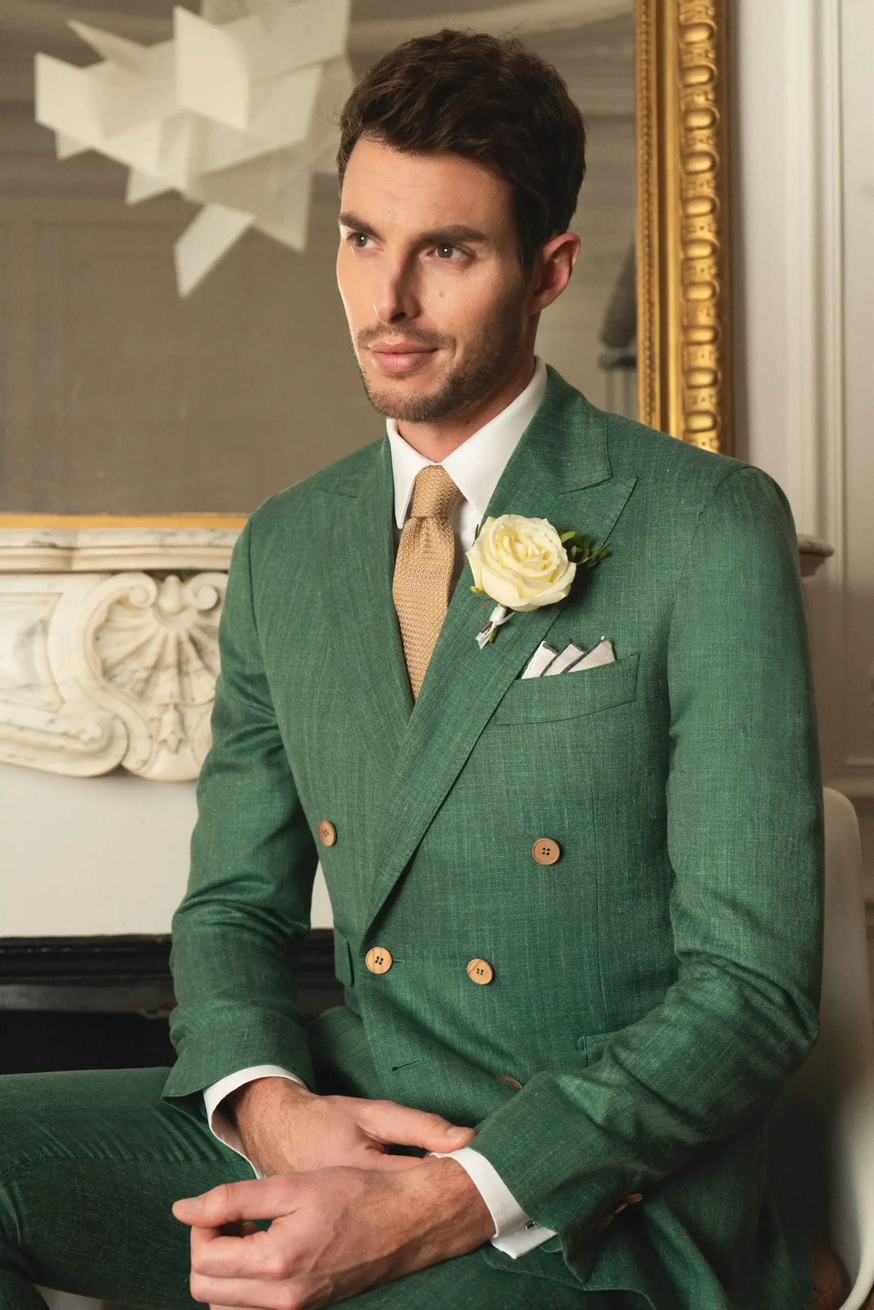Costume en lin vert homme - Artling